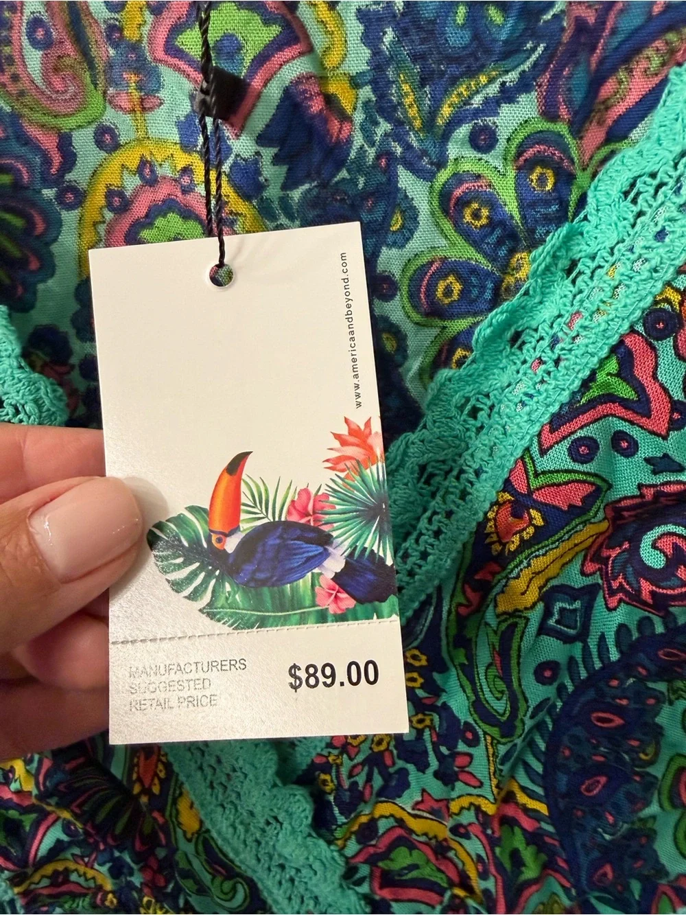 Boho Teal Pom-Pom V-Neck Swimsuit Cover up.
